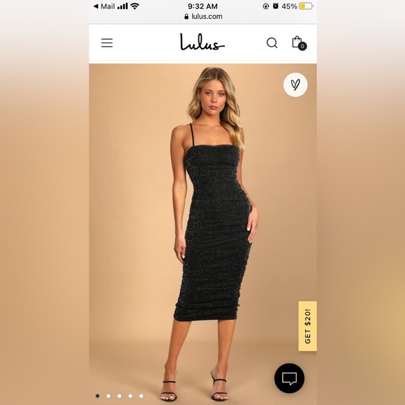Lulus sparkly black ruched bodycon midi dress - Picture 1 of 1